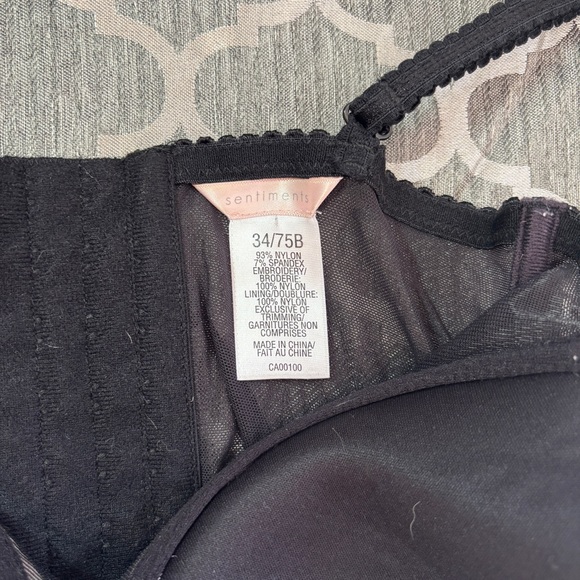 Sentiments 34/75B Black Lace Corset Style Mesh Top Bra Adjustable Straps - Picture 4 of 7